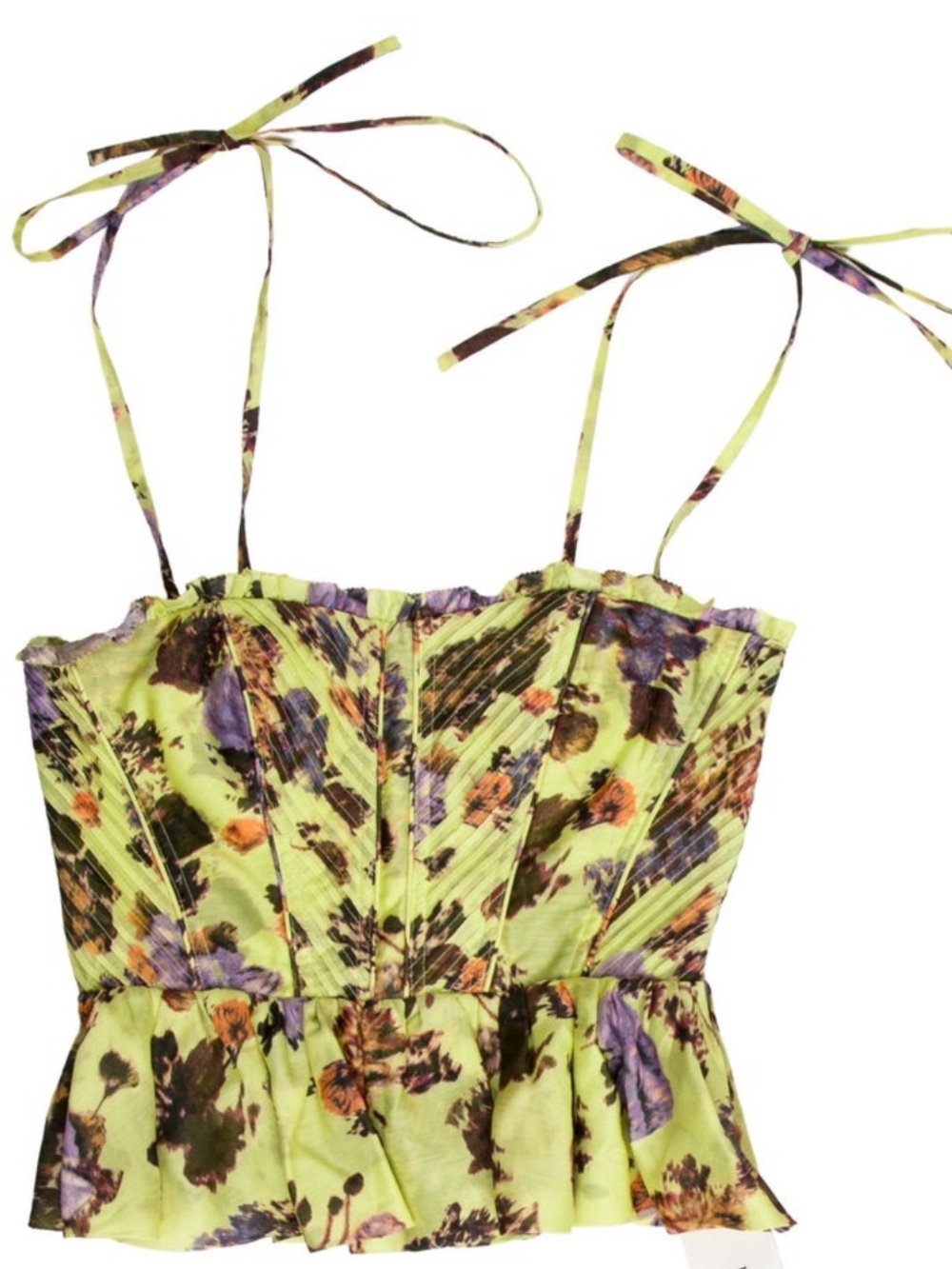 Ulla Johnson Lime Green Floral Tie-Strap Cami🍋‍🟩